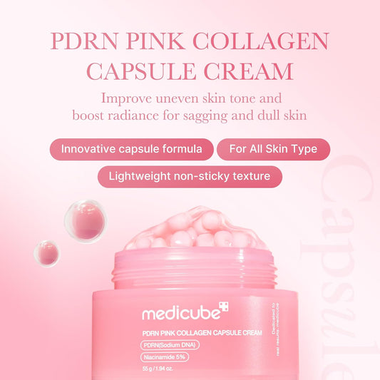 Capsule Cream with Salmon DNA PDRN Pink Collagen | Korean Skincare, 1.94 Oz